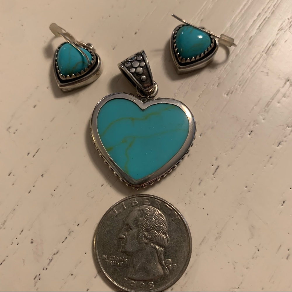 925 Silver Turquoise Pendant and Earrings set - Picture 5 of 5